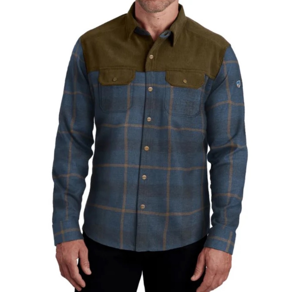 Kuhl Men's Inquisitor Plaid Flannel with Olive Corduroy Yoke